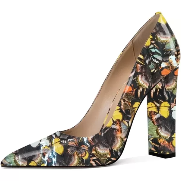 imageFSJ Women Sexy Leopard Fashion Pointed Toe Pumps Chunky High Heels Dress Slip On Party Comfort Shoes Size 415 USButterfly
