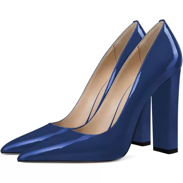 imageFSJ Women Sexy Leopard Fashion Pointed Toe Pumps Chunky High Heels Dress Slip On Party Comfort Shoes Size 415 USDark Blue