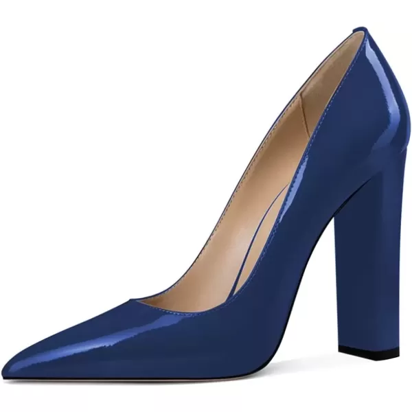 imageFSJ Women Sexy Leopard Fashion Pointed Toe Pumps Chunky High Heels Dress Slip On Party Comfort Shoes Size 415 USDark Blue