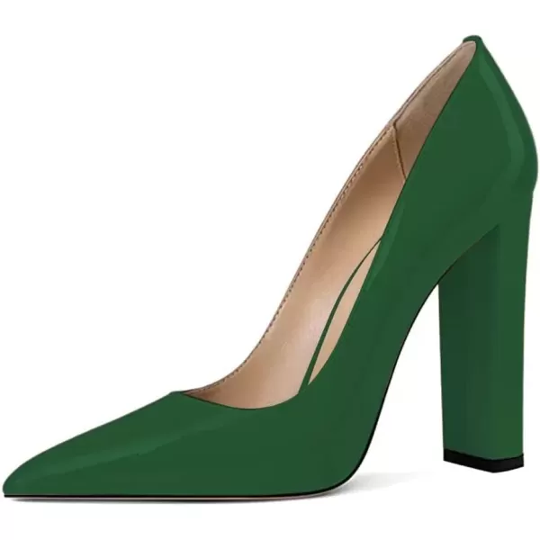 imageFSJ Women Sexy Leopard Fashion Pointed Toe Pumps Chunky High Heels Dress Slip On Party Comfort Shoes Size 415 USDark Green