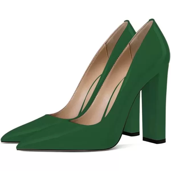 imageFSJ Women Sexy Leopard Fashion Pointed Toe Pumps Chunky High Heels Dress Slip On Party Comfort Shoes Size 415 USDark Green