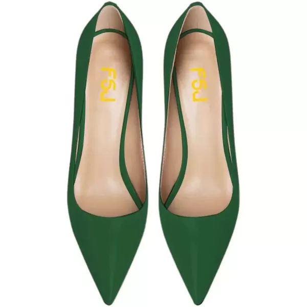 imageFSJ Women Sexy Leopard Fashion Pointed Toe Pumps Chunky High Heels Dress Slip On Party Comfort Shoes Size 415 USDark Green