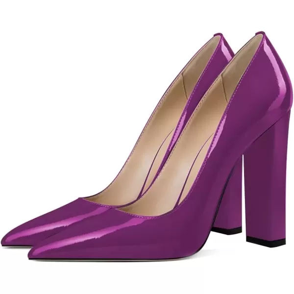 imageFSJ Women Sexy Leopard Fashion Pointed Toe Pumps Chunky High Heels Dress Slip On Party Comfort Shoes Size 415 USDark Violet