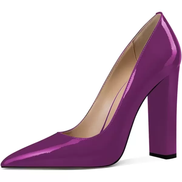 imageFSJ Women Sexy Leopard Fashion Pointed Toe Pumps Chunky High Heels Dress Slip On Party Comfort Shoes Size 415 USDark Violet
