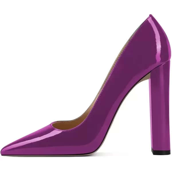 imageFSJ Women Sexy Leopard Fashion Pointed Toe Pumps Chunky High Heels Dress Slip On Party Comfort Shoes Size 415 USDark Violet
