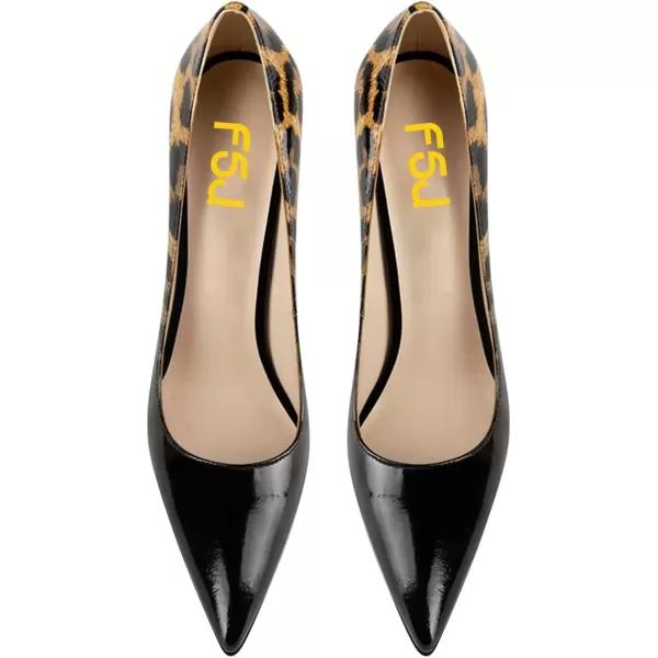 imageFSJ Women Sexy Leopard Fashion Pointed Toe Pumps Chunky High Heels Dress Slip On Party Comfort Shoes Size 415 USGradient Leopard