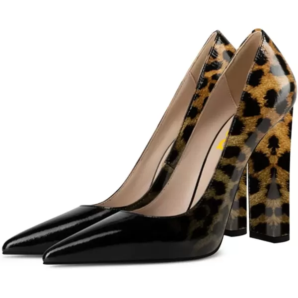 imageFSJ Women Sexy Leopard Fashion Pointed Toe Pumps Chunky High Heels Dress Slip On Party Comfort Shoes Size 415 USGradient Leopard