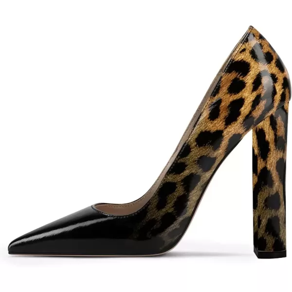 imageFSJ Women Sexy Leopard Fashion Pointed Toe Pumps Chunky High Heels Dress Slip On Party Comfort Shoes Size 415 USGradient Leopard
