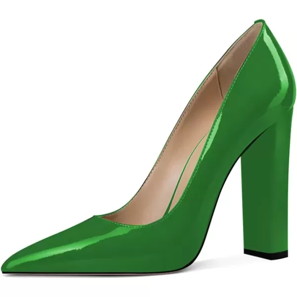 imageFSJ Women Sexy Leopard Fashion Pointed Toe Pumps Chunky High Heels Dress Slip On Party Comfort Shoes Size 415 USGreen