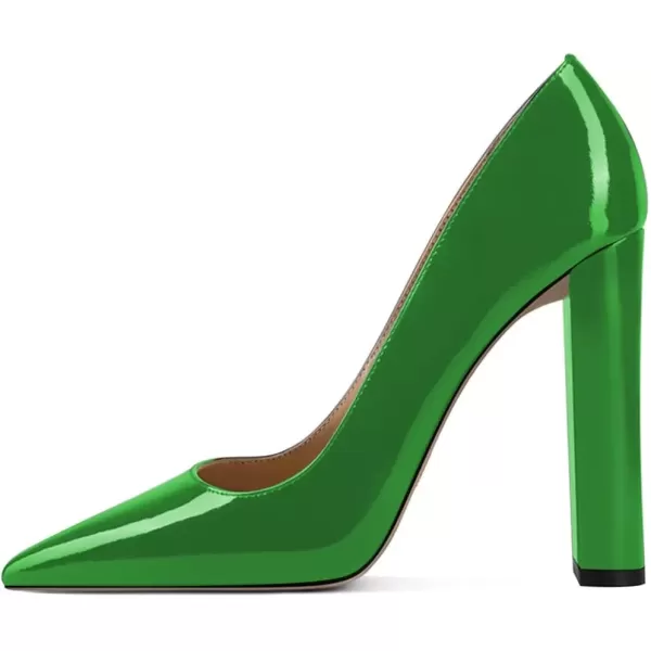 imageFSJ Women Sexy Leopard Fashion Pointed Toe Pumps Chunky High Heels Dress Slip On Party Comfort Shoes Size 415 USGreen