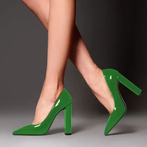 imageFSJ Women Sexy Leopard Fashion Pointed Toe Pumps Chunky High Heels Dress Slip On Party Comfort Shoes Size 415 USGreen