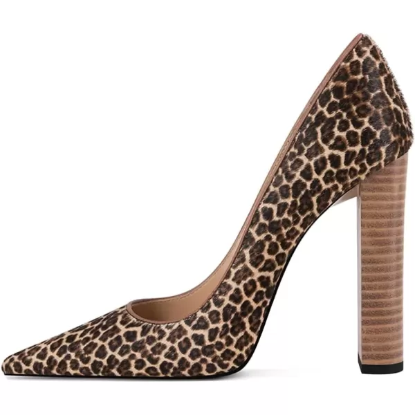 imageFSJ Women Sexy Leopard Fashion Pointed Toe Pumps Chunky High Heels Dress Slip On Party Comfort Shoes Size 415 USLeopard