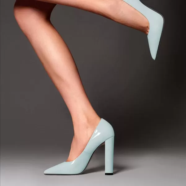 imageFSJ Women Sexy Leopard Fashion Pointed Toe Pumps Chunky High Heels Dress Slip On Party Comfort Shoes Size 415 USLightblue