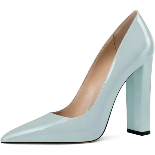 imageFSJ Women Sexy Leopard Fashion Pointed Toe Pumps Chunky High Heels Dress Slip On Party Comfort Shoes Size 415 USLightblue