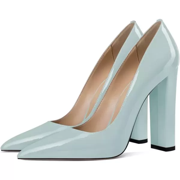 imageFSJ Women Sexy Leopard Fashion Pointed Toe Pumps Chunky High Heels Dress Slip On Party Comfort Shoes Size 415 USLightblue