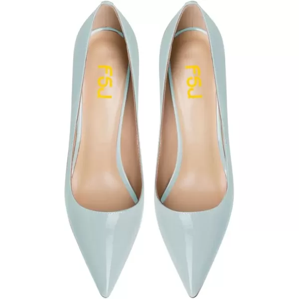 imageFSJ Women Sexy Leopard Fashion Pointed Toe Pumps Chunky High Heels Dress Slip On Party Comfort Shoes Size 415 USLightblue