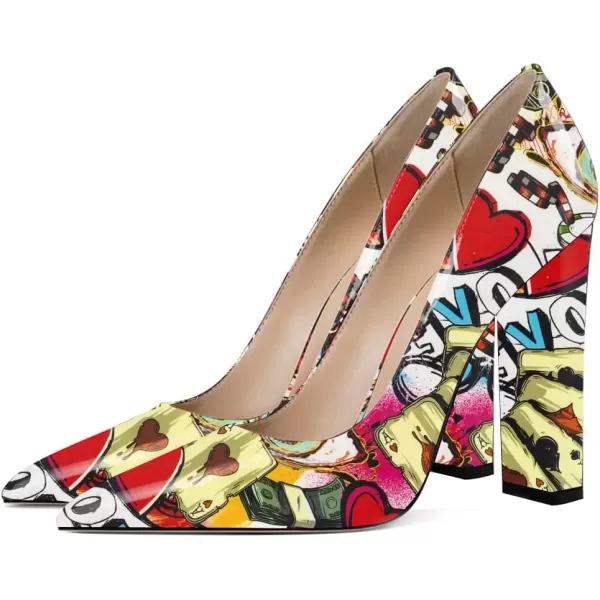 imageFSJ Women Sexy Leopard Fashion Pointed Toe Pumps Chunky High Heels Dress Slip On Party Comfort Shoes Size 415 USLove