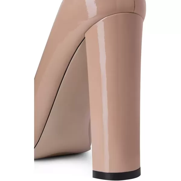 imageFSJ Women Sexy Leopard Fashion Pointed Toe Pumps Chunky High Heels Dress Slip On Party Comfort Shoes Size 415 USNude