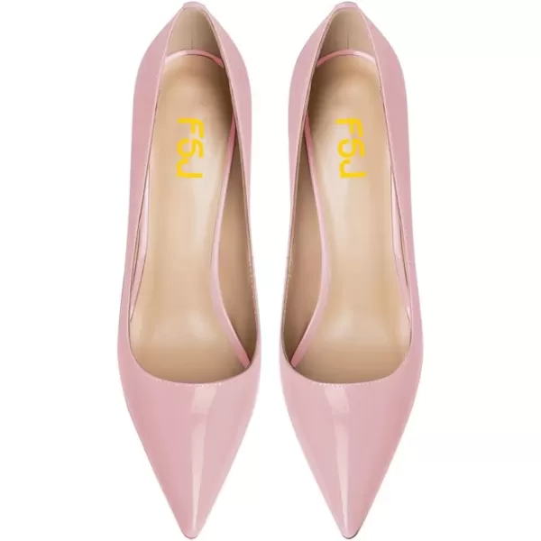 imageFSJ Women Sexy Leopard Fashion Pointed Toe Pumps Chunky High Heels Dress Slip On Party Comfort Shoes Size 415 USPink