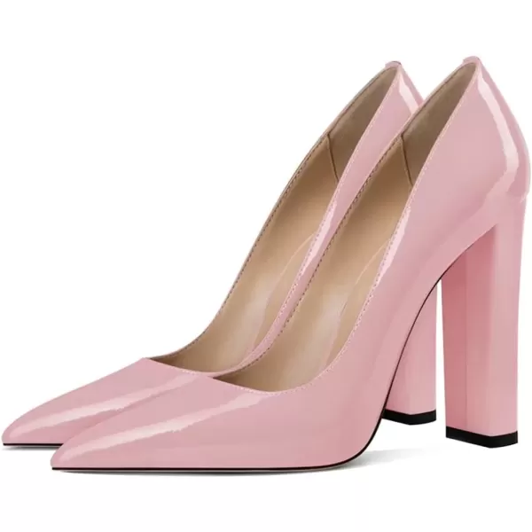 imageFSJ Women Sexy Leopard Fashion Pointed Toe Pumps Chunky High Heels Dress Slip On Party Comfort Shoes Size 415 USPink
