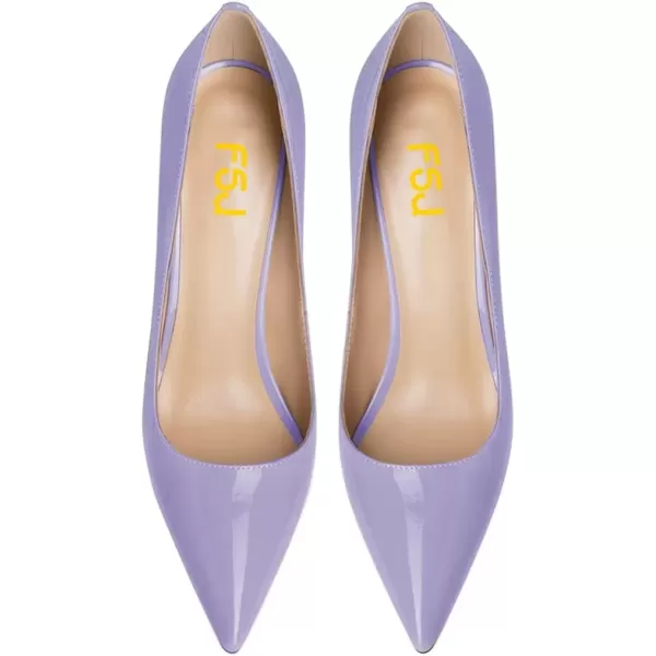 imageFSJ Women Sexy Leopard Fashion Pointed Toe Pumps Chunky High Heels Dress Slip On Party Comfort Shoes Size 415 USPurple