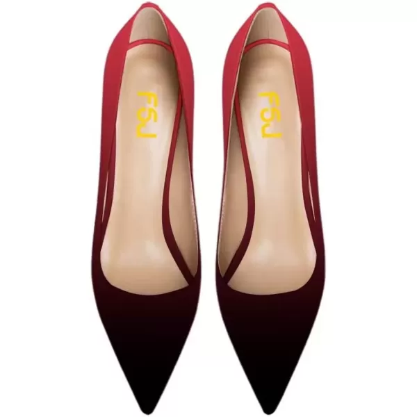 imageFSJ Women Sexy Leopard Fashion Pointed Toe Pumps Chunky High Heels Dress Slip On Party Comfort Shoes Size 415 USRed Gradient