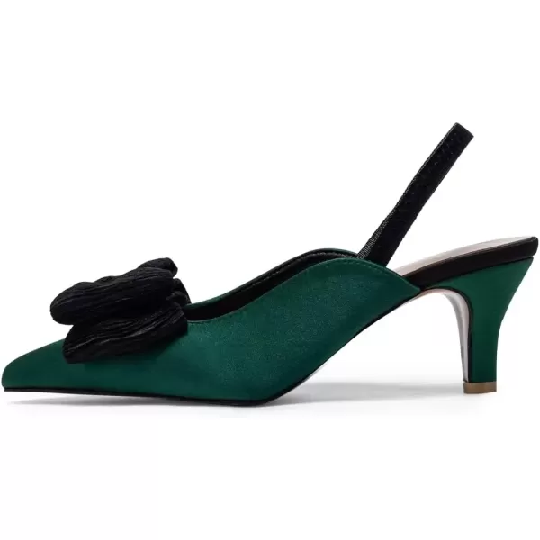 imageFSJ Womens Cute Low Kitten Heel Slingback Dress Pumps Bowtie Pointed Toe Comfortable Slip On Sandals Wedding Shoes Size 415 USEmerald
