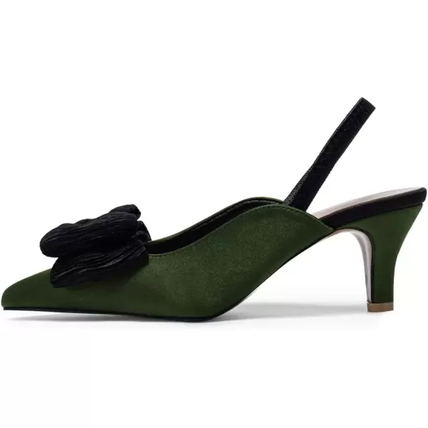 imageFSJ Womens Cute Low Kitten Heel Slingback Dress Pumps Bowtie Pointed Toe Comfortable Slip On Sandals Wedding Shoes Size 415 USGreen