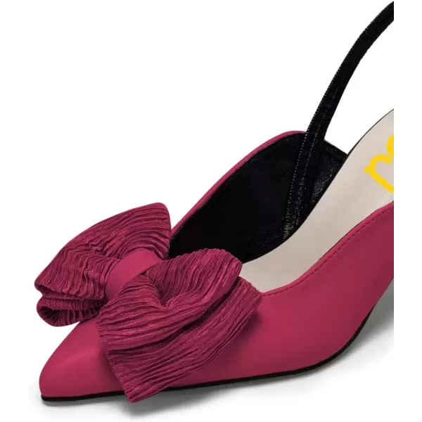imageFSJ Womens Cute Low Kitten Heel Slingback Dress Pumps Bowtie Pointed Toe Comfortable Slip On Sandals Wedding Shoes Size 415 USHot Pink