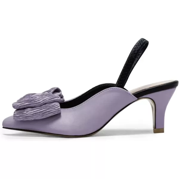 imageFSJ Womens Cute Low Kitten Heel Slingback Dress Pumps Bowtie Pointed Toe Comfortable Slip On Sandals Wedding Shoes Size 415 USLavender