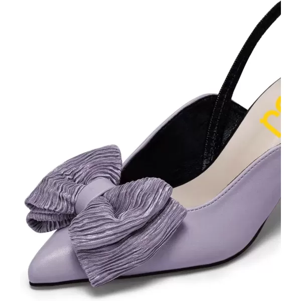 imageFSJ Womens Cute Low Kitten Heel Slingback Dress Pumps Bowtie Pointed Toe Comfortable Slip On Sandals Wedding Shoes Size 415 USLavender
