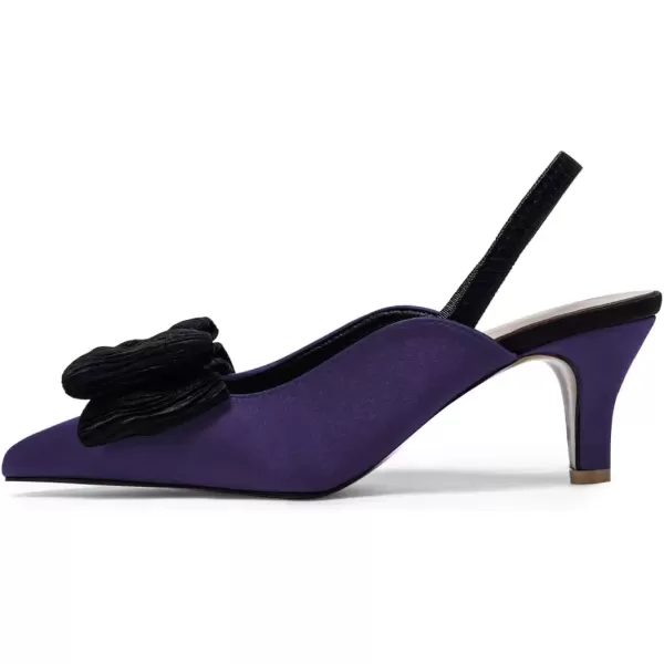 imageFSJ Womens Cute Low Kitten Heel Slingback Dress Pumps Bowtie Pointed Toe Comfortable Slip On Sandals Wedding Shoes Size 415 USPurple