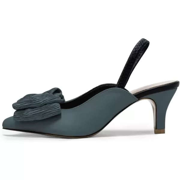 imageFSJ Womens Cute Low Kitten Heel Slingback Dress Pumps Bowtie Pointed Toe Comfortable Slip On Sandals Wedding Shoes Size 415 USSlategray