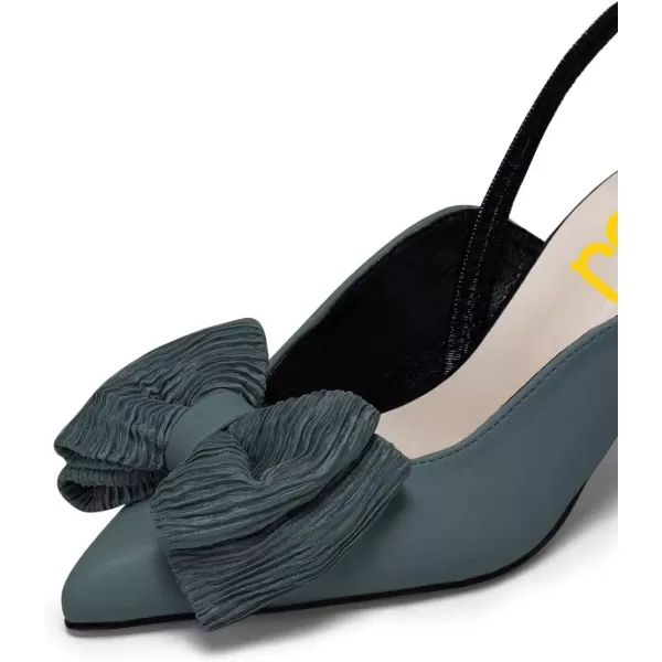 imageFSJ Womens Cute Low Kitten Heel Slingback Dress Pumps Bowtie Pointed Toe Comfortable Slip On Sandals Wedding Shoes Size 415 USSlategray