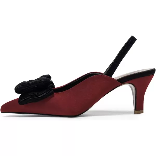 imageFSJ Womens Cute Low Kitten Heel Slingback Dress Pumps Bowtie Pointed Toe Comfortable Slip On Sandals Wedding Shoes Size 415 USWine