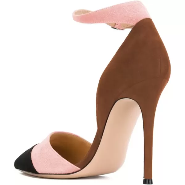 imageFSJ Women Ankle Strap High Heels DOrsay Pumps Pointed Toe Stiletto Fashion Dress Shoe Size 415 USBrown
