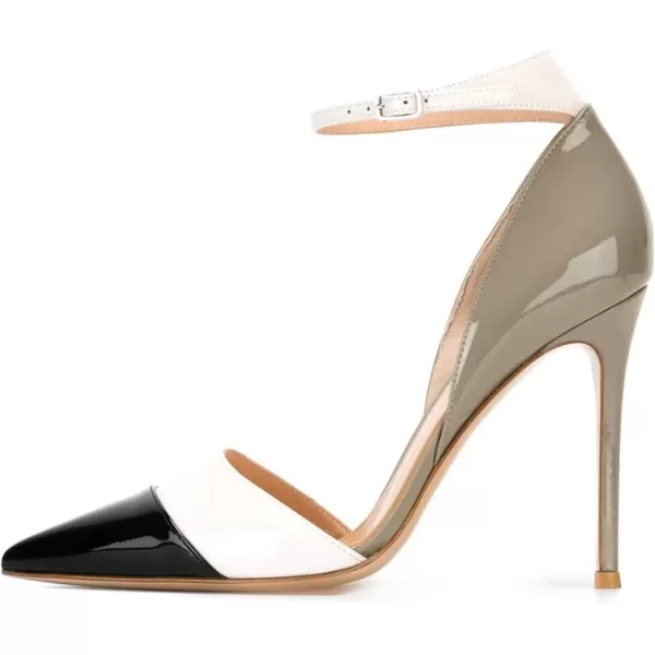 imageFSJ Women Ankle Strap High Heels DOrsay Pumps Pointed Toe Stiletto Fashion Dress Shoe Size 415 USGrey