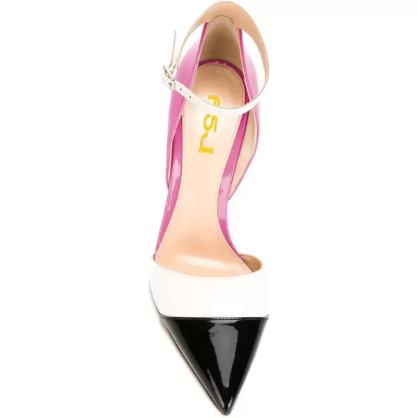 imageFSJ Women Ankle Strap High Heels DOrsay Pumps Pointed Toe Stiletto Fashion Dress Shoe Size 415 USHot Pink