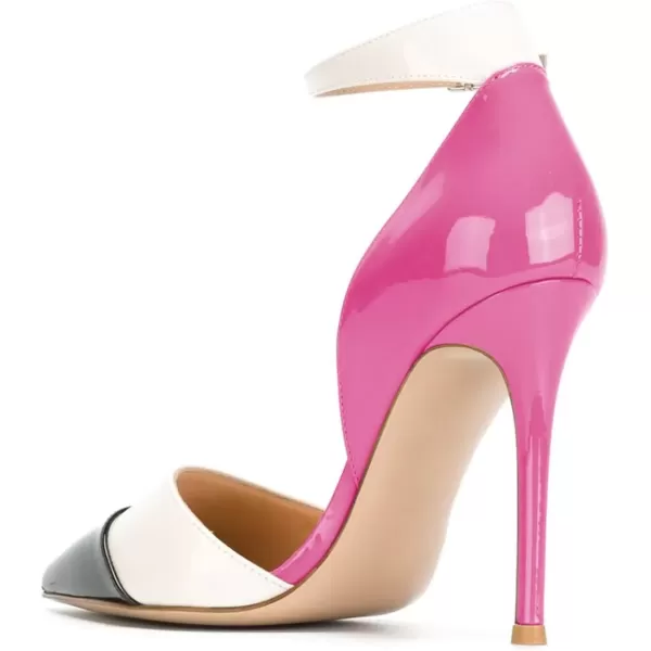 imageFSJ Women Ankle Strap High Heels DOrsay Pumps Pointed Toe Stiletto Fashion Dress Shoe Size 415 USHot Pink