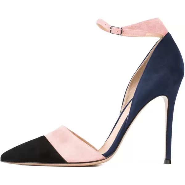 imageFSJ Women Ankle Strap High Heels DOrsay Pumps Pointed Toe Stiletto Fashion Dress Shoe Size 415 USNavy Hot Pink