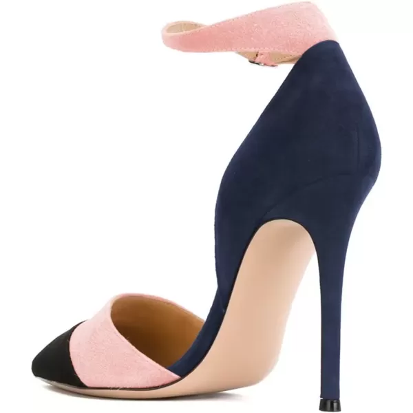 imageFSJ Women Ankle Strap High Heels DOrsay Pumps Pointed Toe Stiletto Fashion Dress Shoe Size 415 USNavy Hot Pink