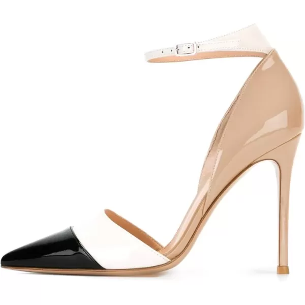 imageFSJ Women Ankle Strap High Heels DOrsay Pumps Pointed Toe Stiletto Fashion Dress Shoe Size 415 USNude