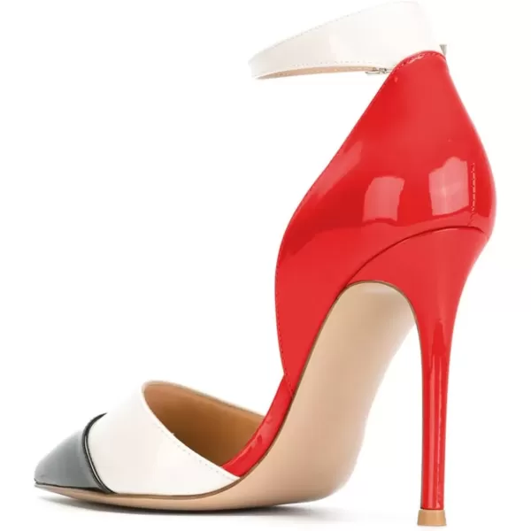 imageFSJ Women Ankle Strap High Heels DOrsay Pumps Pointed Toe Stiletto Fashion Dress Shoe Size 415 USRed Patent