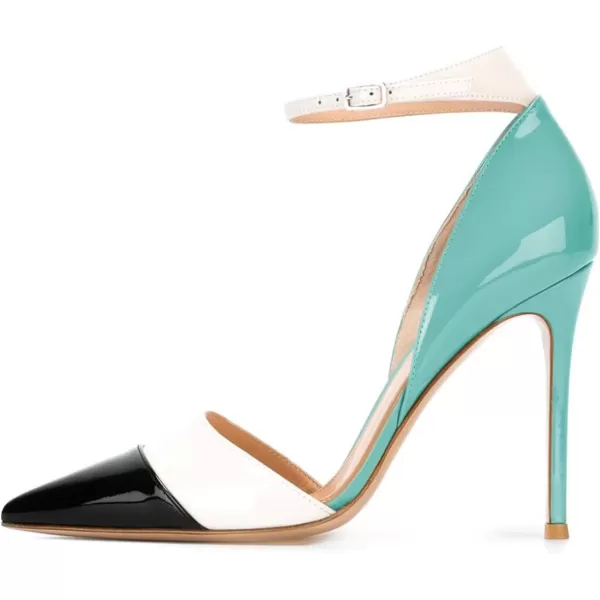 imageFSJ Women Ankle Strap High Heels DOrsay Pumps Pointed Toe Stiletto Fashion Dress Shoe Size 415 USTurquoise