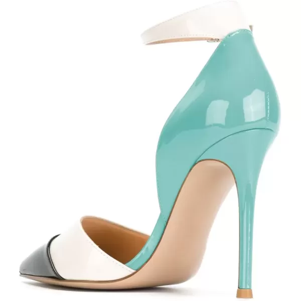 imageFSJ Women Ankle Strap High Heels DOrsay Pumps Pointed Toe Stiletto Fashion Dress Shoe Size 415 USTurquoise