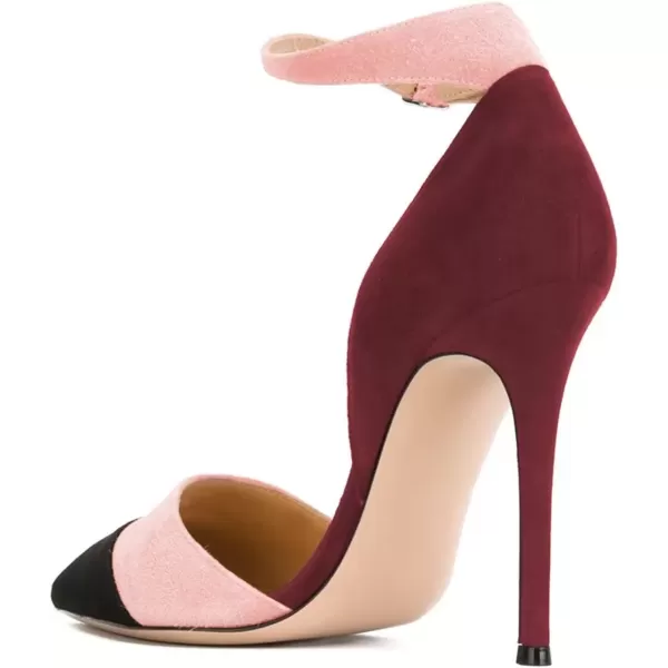imageFSJ Women Ankle Strap High Heels DOrsay Pumps Pointed Toe Stiletto Fashion Dress Shoe Size 415 USWine