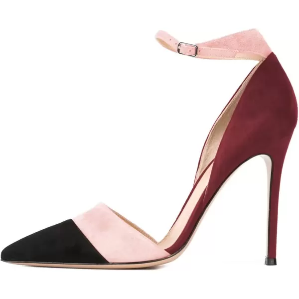 imageFSJ Women Ankle Strap High Heels DOrsay Pumps Pointed Toe Stiletto Fashion Dress Shoe Size 415 USWine