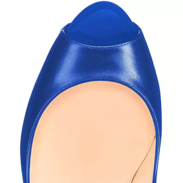 imageFSJ Women Classic Peep Toe Platform Heel Pumps Super High Sexy Metal Stiletto Slip On Party Shoes Size 415 USBlue