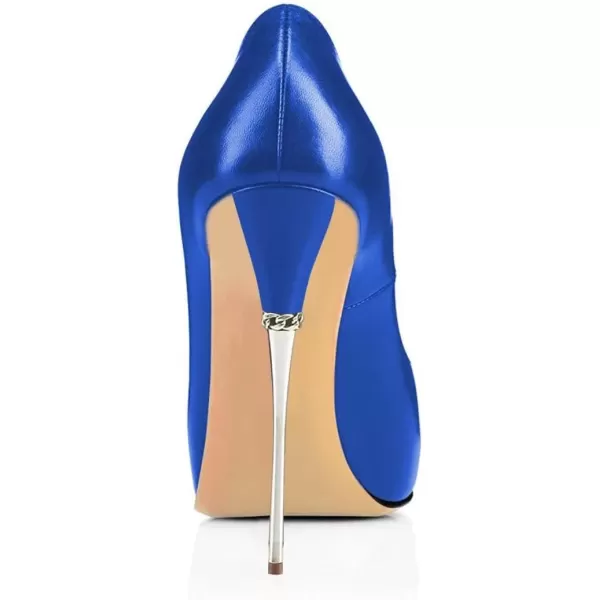 imageFSJ Women Classic Peep Toe Platform Heel Pumps Super High Sexy Metal Stiletto Slip On Party Shoes Size 415 USBlue