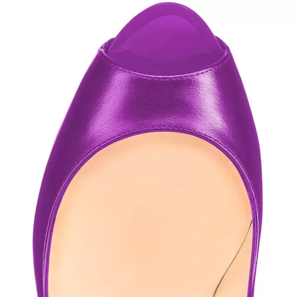 imageFSJ Women Classic Peep Toe Platform Heel Pumps Super High Sexy Metal Stiletto Slip On Party Shoes Size 415 USPurple
